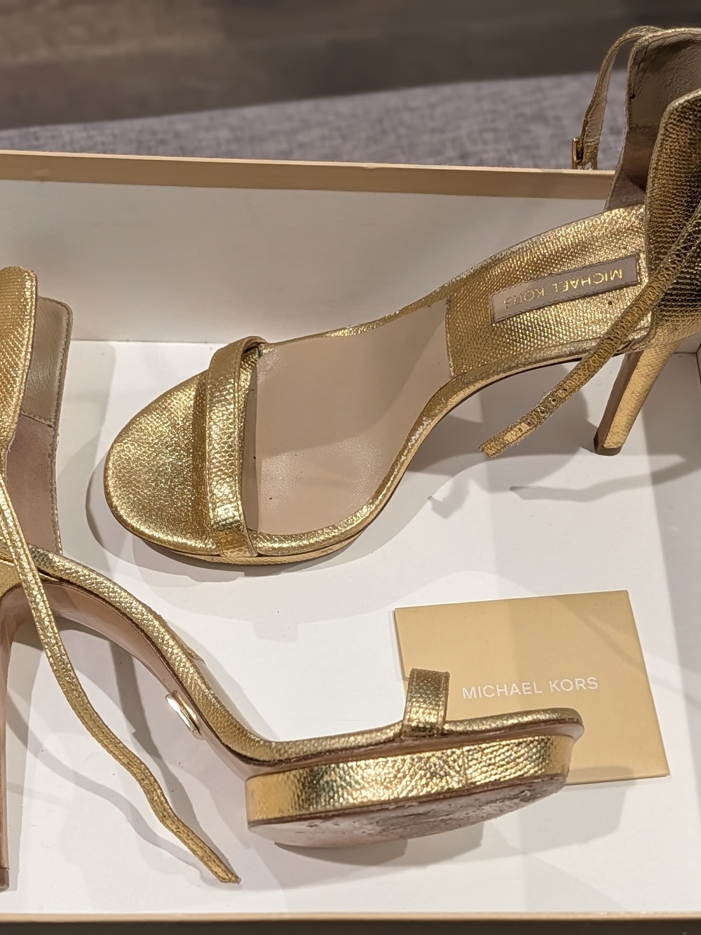 Michael Kors Gold Metallic Strappy High Heel Sandals